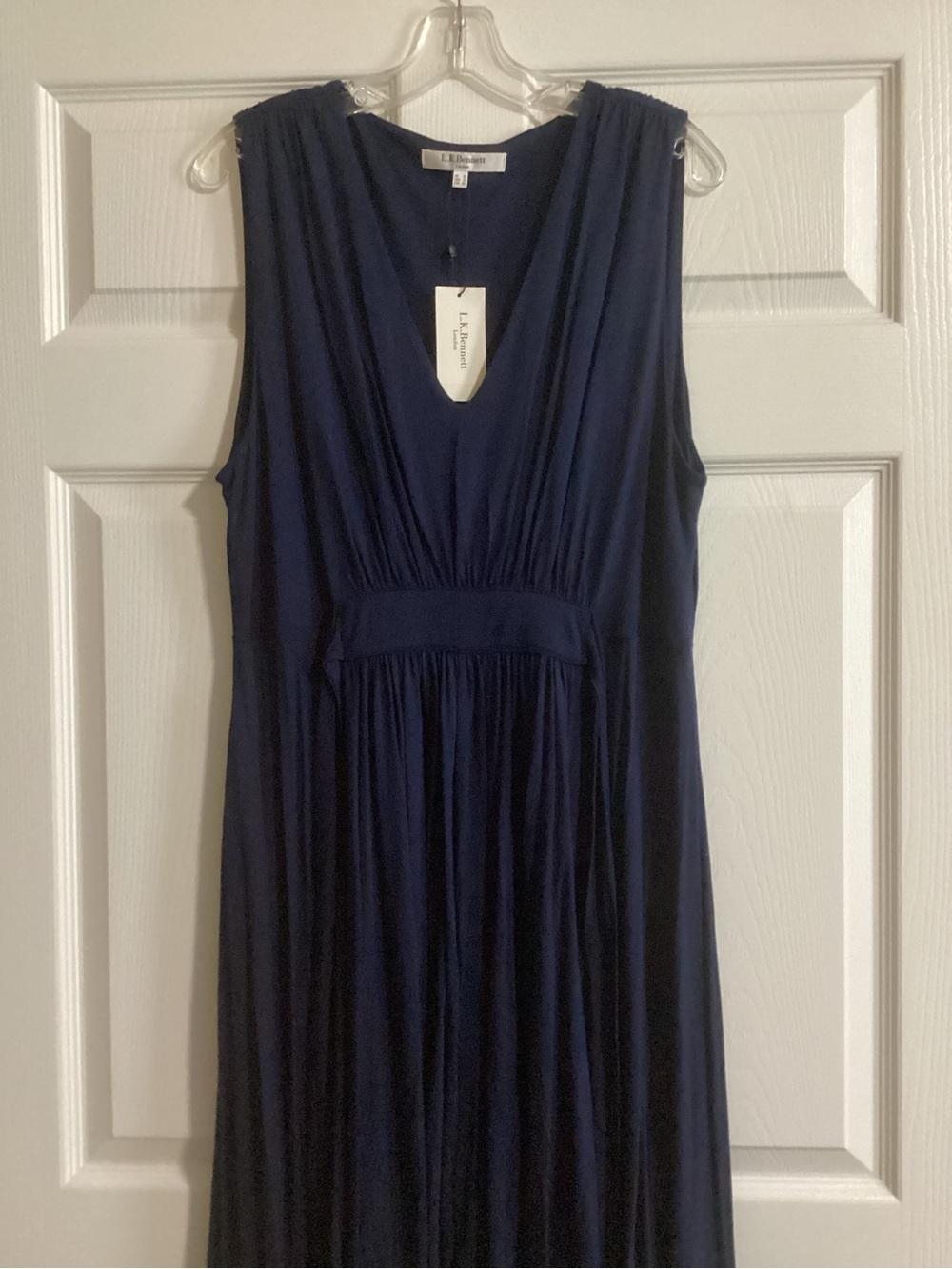 LK Bennett Navy Sleeveless V-Neck Midi Dress